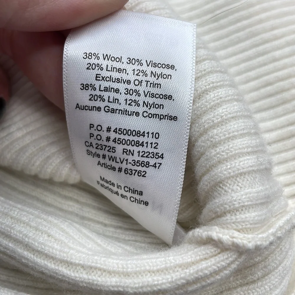 ARITZIA Babaton Kitano wool linen blend sweater criss cross minimalist sz xs